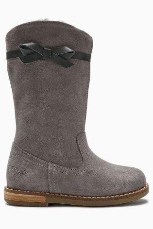 Long Suede Bow Boots (Younger Girls)